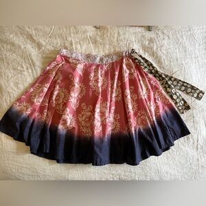 Anthropologie Hoss Intropia Pink and Green Floral Batik Circle Skirt